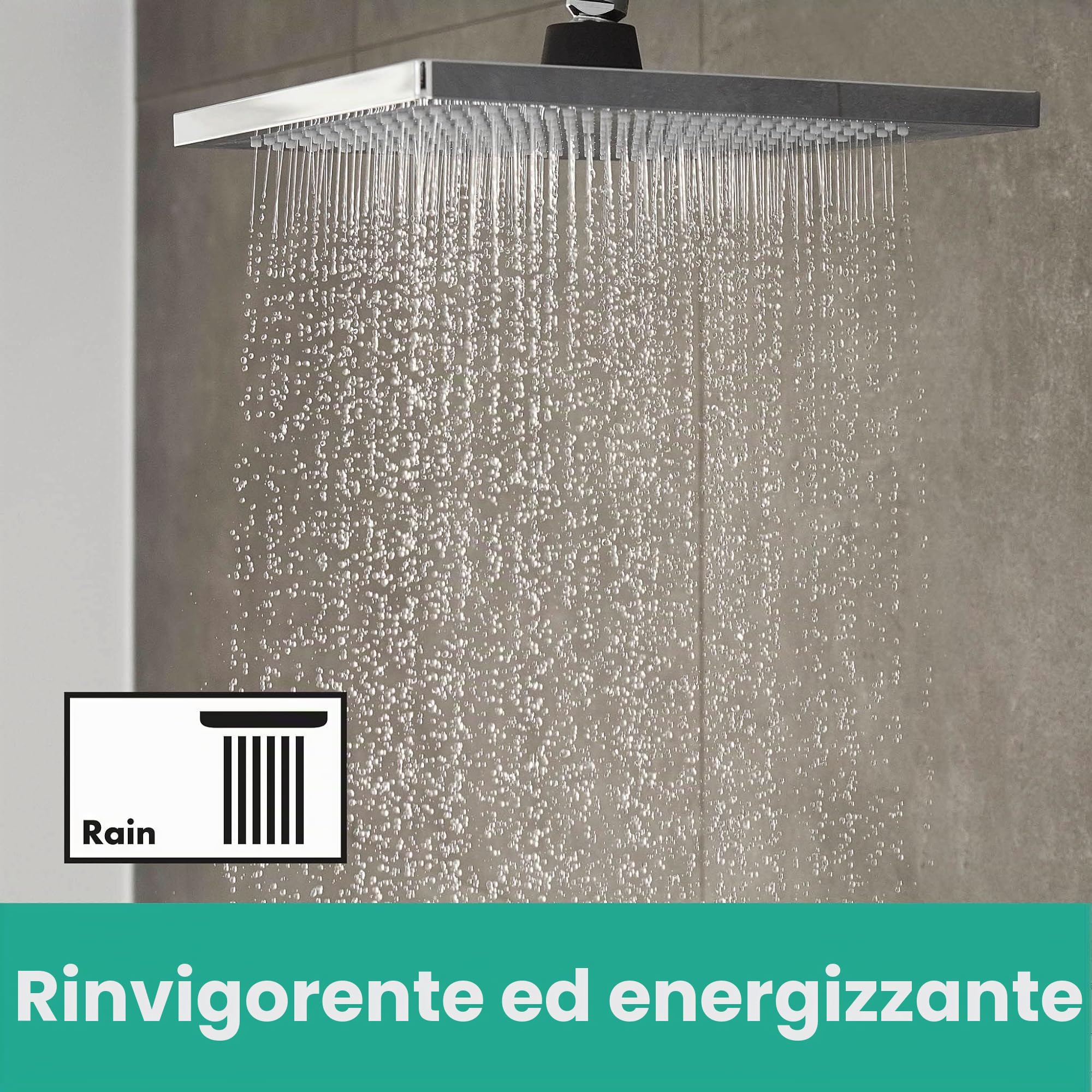 hansgrohe Crometta e - Soffione Doccia, Doccia a Pioggia Quadrato (240 X 240 Mm) con 1 Getto per Montaggio a Parete/Soffitto, con Funzione Anticalcare, Cromo