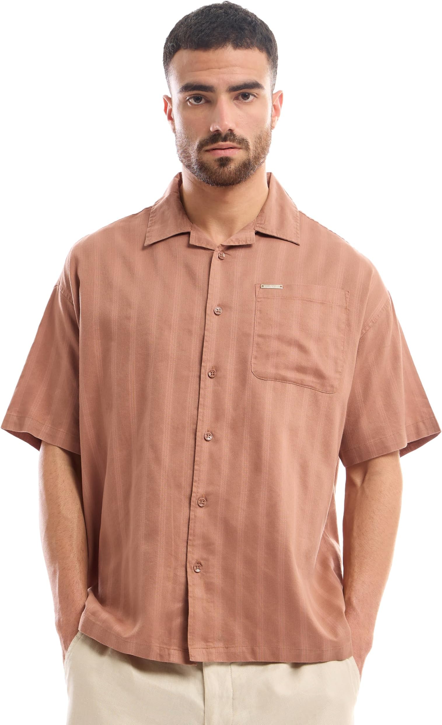BEYOUNG Half Sleeve Cuban Collar Shirt for men