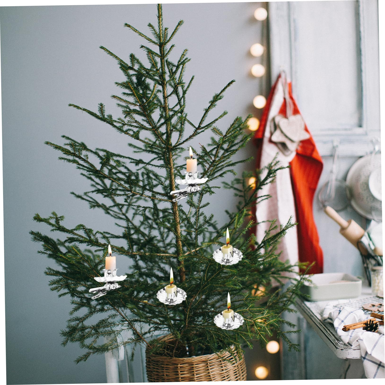 15 Pinzas Metálicas Doradas Para Sujetar Velas En El árbol De Navidad - Decoración Navideña Reutilizable