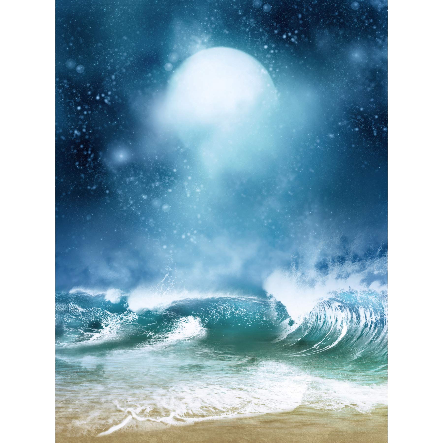 Beach And Moon Digital Collage Art Print Poster Wall Decor
