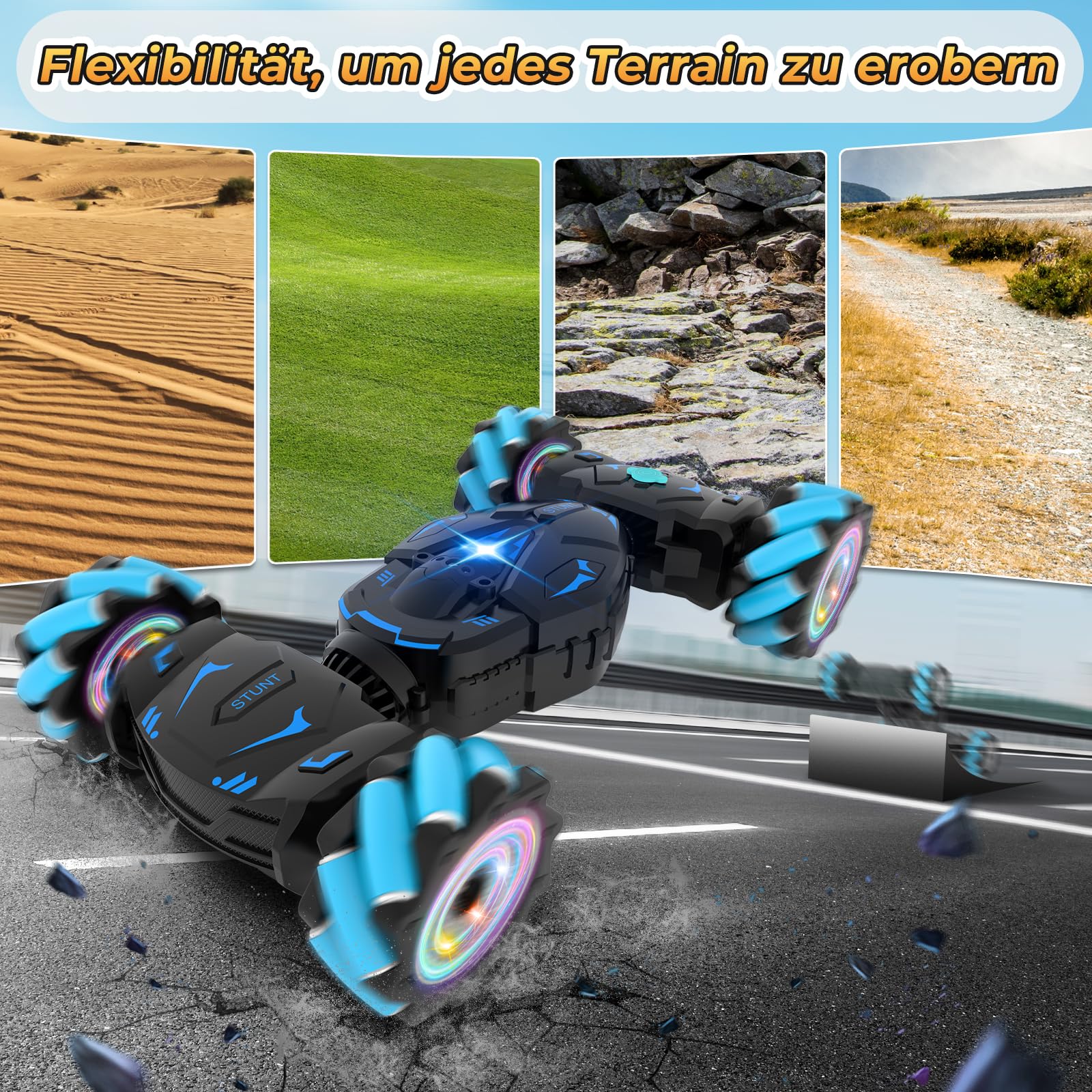 RC kaskadérské auto, 4WD, 2,4 GHz, hodiny