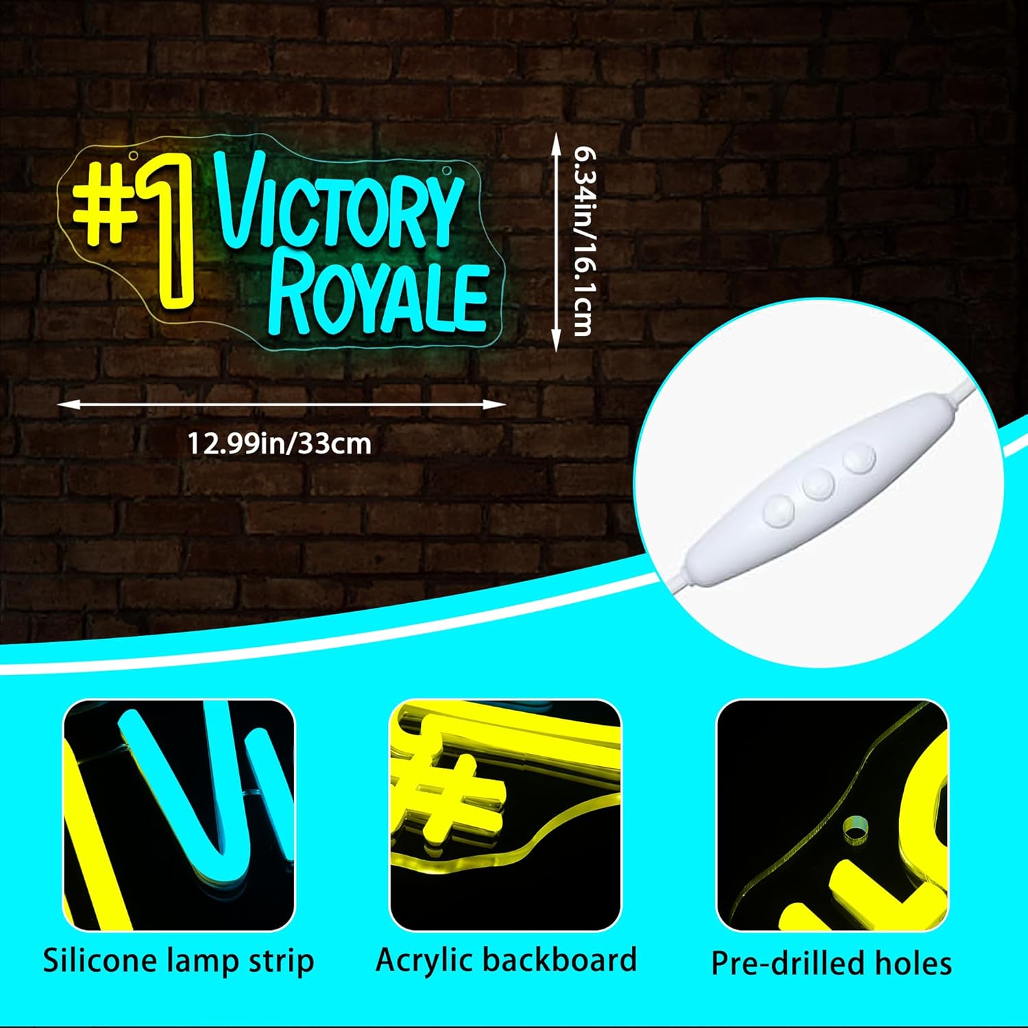 Victory Neon Sign for Wall Decor Game Logo Neon Light for Man Cave Birthday Gifts for Enthusiast Player Gamer Dimmable Led Sign for playroom Club Bar Dorm Decor Size 12.9 * 6.3In(P175)