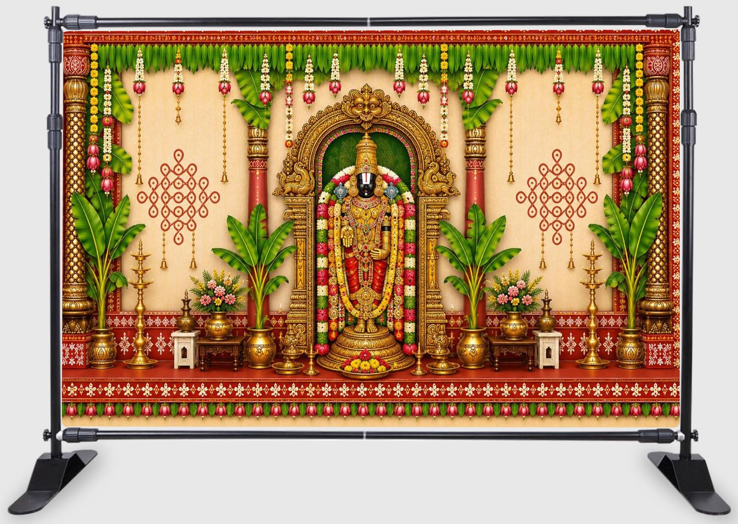 Backdropon Divine Sri Venkateswara Swamy Fabric Backdrop Banner for Home Temple, Spiritual Events and Photography Size 5 Feet Height and 8 Feet Width(5 * 8)-image-17