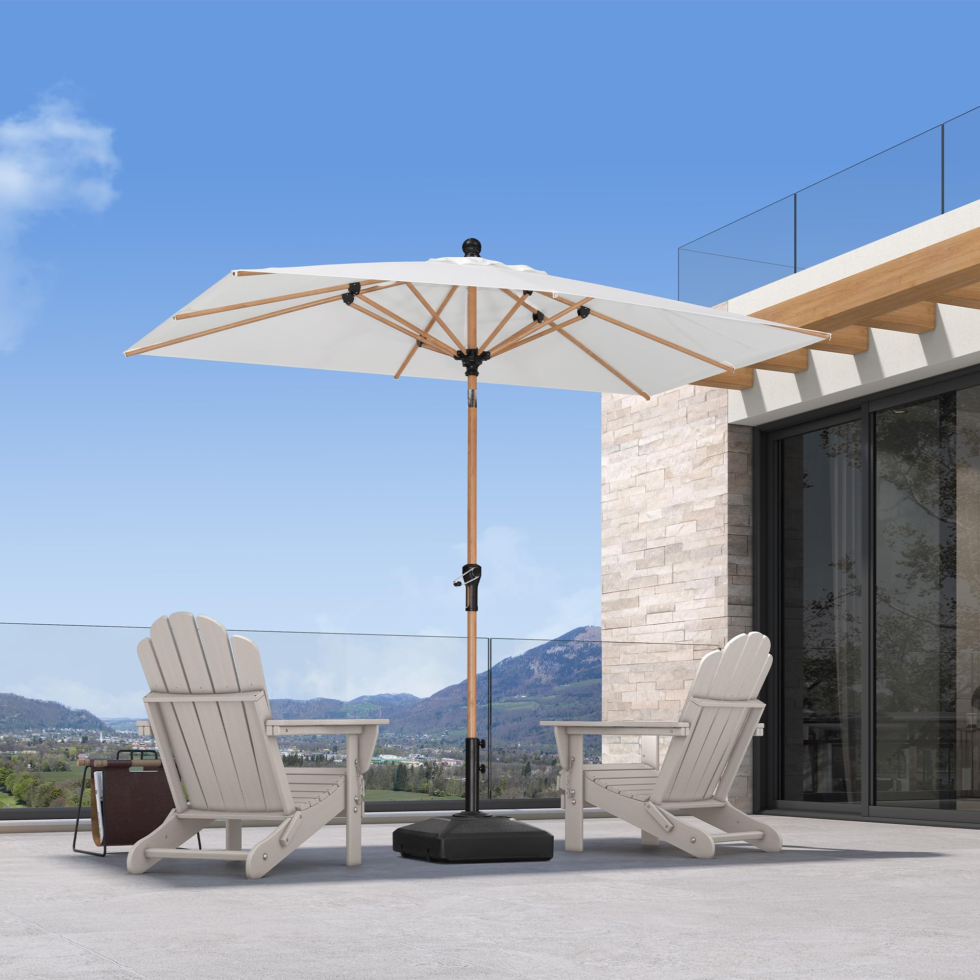 cream rectangular patio umbrella Amazon.com : PURPLE LEAF 5' x 8' Patio Umbrella Outdoor Table Umbrella  Aluminum Market Umbrella with Push Button Tilt & 8 Sturdy Ribs and Crank Rectangular  Outdoor Umbrellas for Garden Patio Lawn,