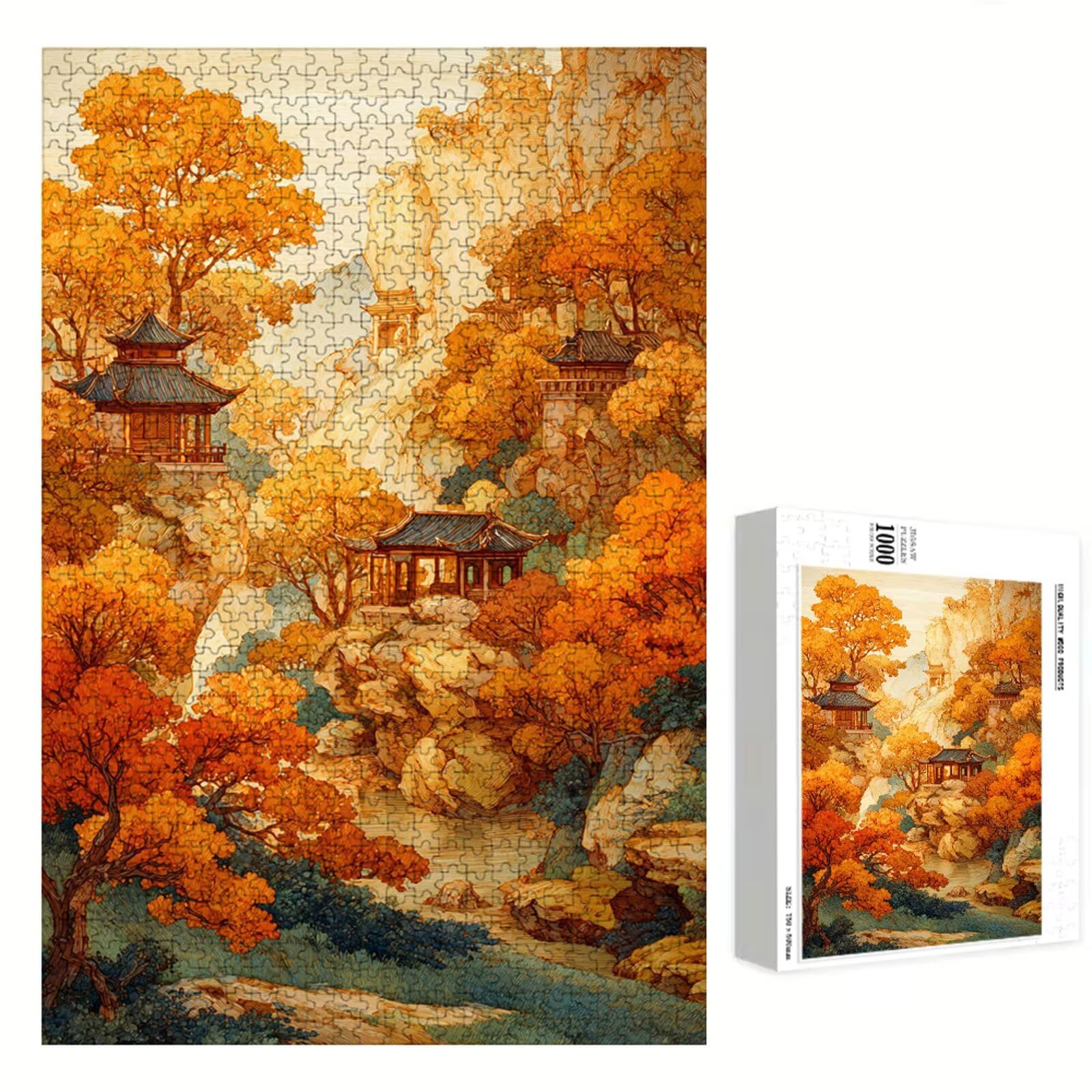 Puzzle 1500 Piezas Adultos Otoño & Paisaje, Rompecabezas con Letras Traseras y Póster, Pasatiempo Antiestrés, Decoración de Pared, Regalo Decorar Mujer Hombre 87 x 57 cm (14 Años +) P3#741