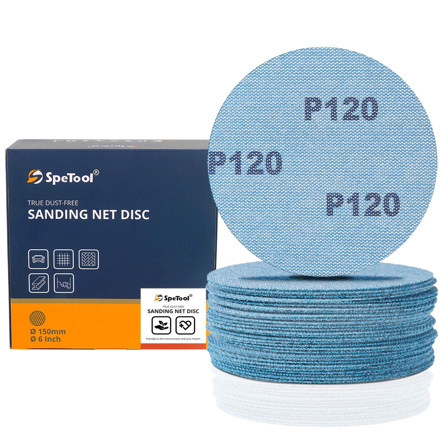 Lot De 40 Disques Abrasifs 150mm (6") - Grains 80/120/240/320/400, Support Velcro Et Maille Céramique Anti-poussière - Pour Ponceuse Orbitale - 11