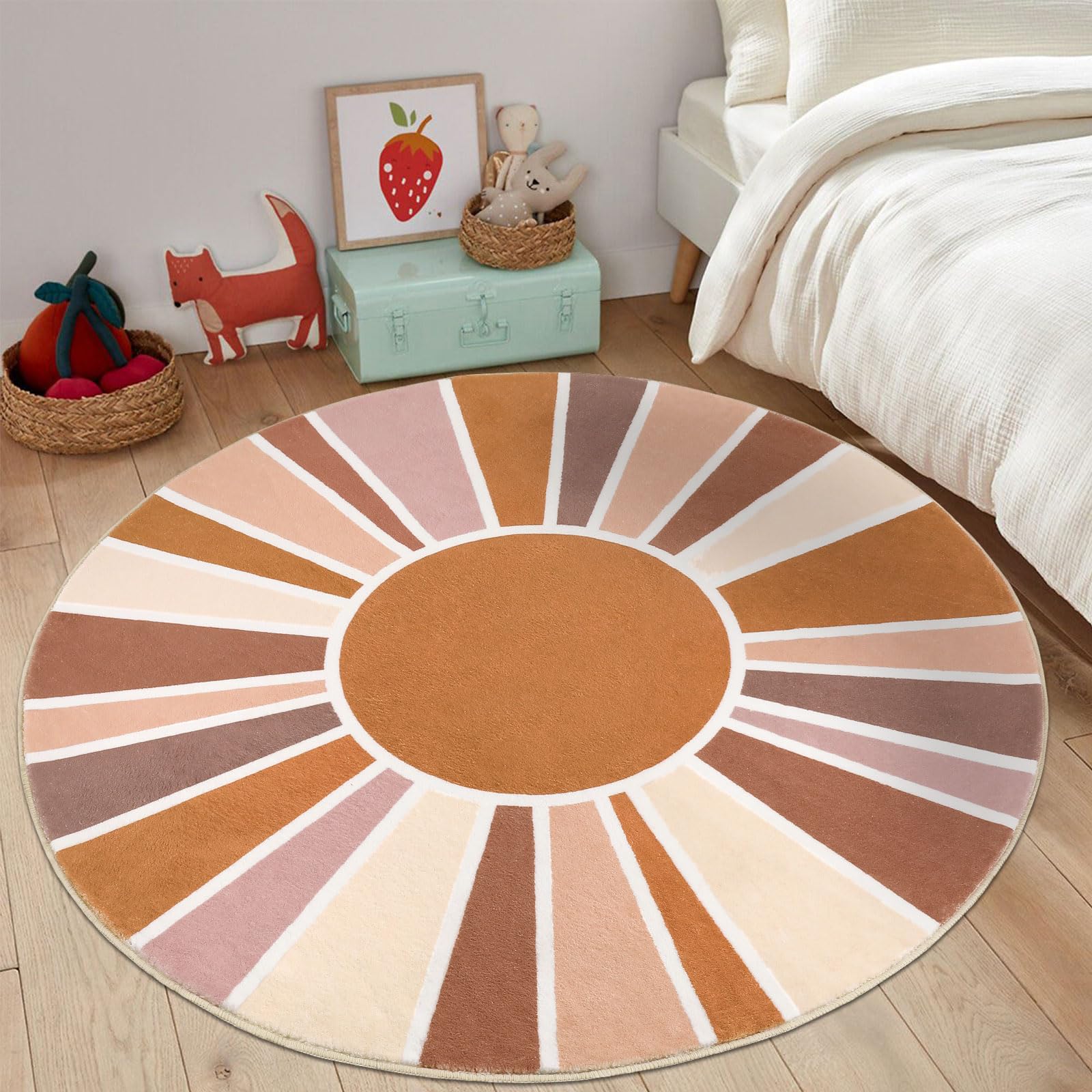 Colorful Rug Topotdor Sun Rainbow Nursery Rug,Colorful Boho Kids