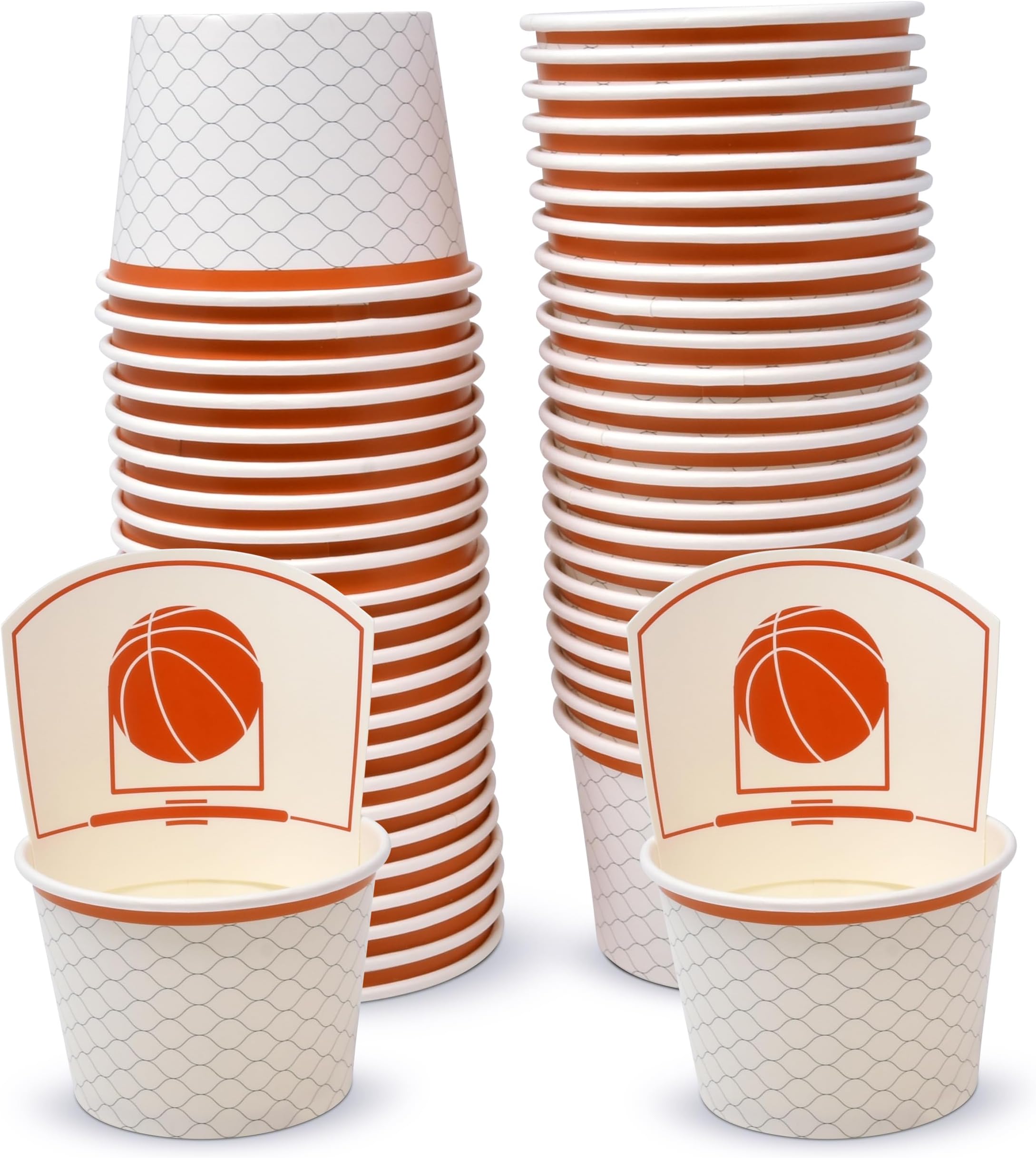 Gift Boutique 48 Count Basketball Hoop Treat Snack Cups 10oz Disposable Paper Cup Dessert Frozen Ice Cream Bowls for Sports Birthday Party Supplies