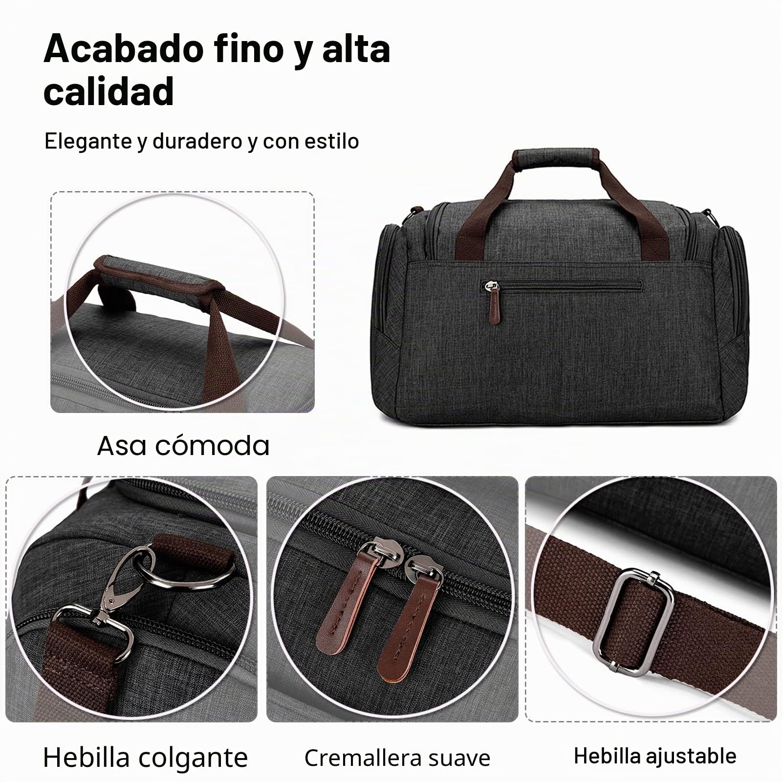 FANDARE Bolsa de Viaje Bolsa de Deporte Hombre Bolsa de Lona Maleta Grande Bolsa de Fin de Semana para Hombres y Mujeres Bolso Overnight Senderismo Maleta de manomochila de Viaje Verde A