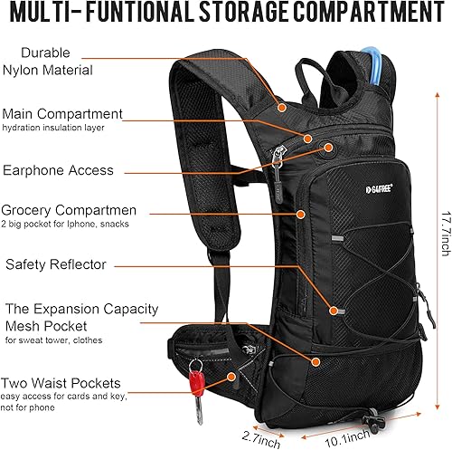 Miniatura 3 de G4Free Mochila de hidratación aislada con vejiga libre de BPA de 2L para correr al aire libre, senderismo, ciclismo, camping