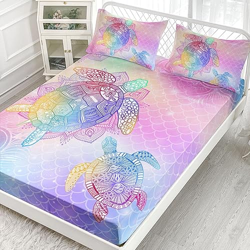 Miniatura 8 de Datura home Juego de sábanas de 4 piezas con sábana bajera y sábana encimera para niñas, diseño de mariposas y flores rosas con 1 sábana encimera y