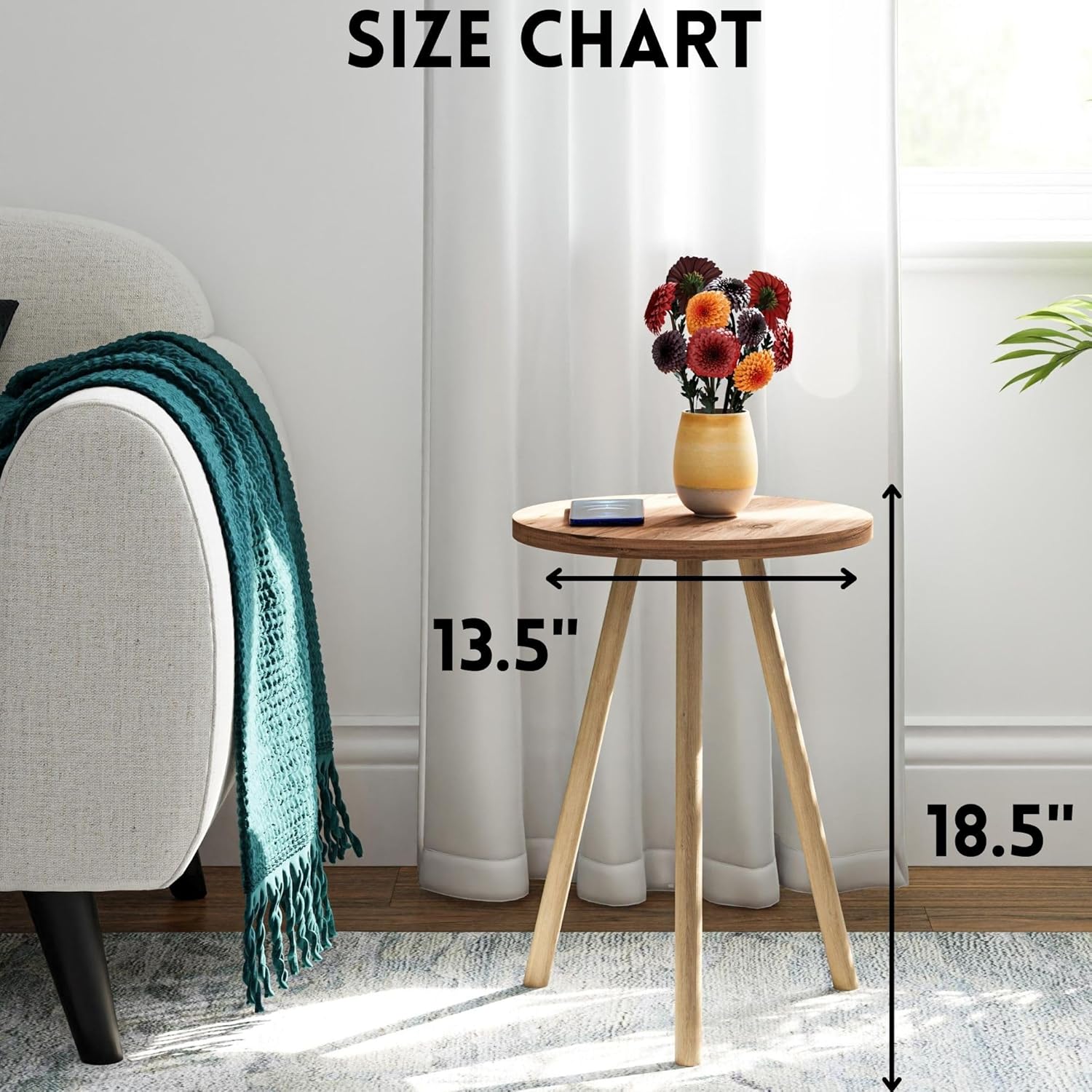 Small Round Side Tables for Living Room, Minimalist Circle Accent End Table Small Spaces Apartments, Modern Night Stand for Bedroom, Office, Nursery (White)