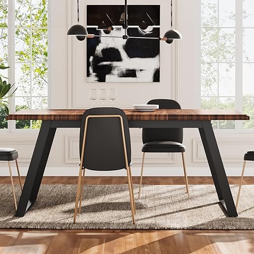 Miniatura 7 de Tribesigns Mesa de comedor para 6 personas, mesa de cocina grande de madera de 63 pulgadas, mesa de comedor rectangular con patas de metal para