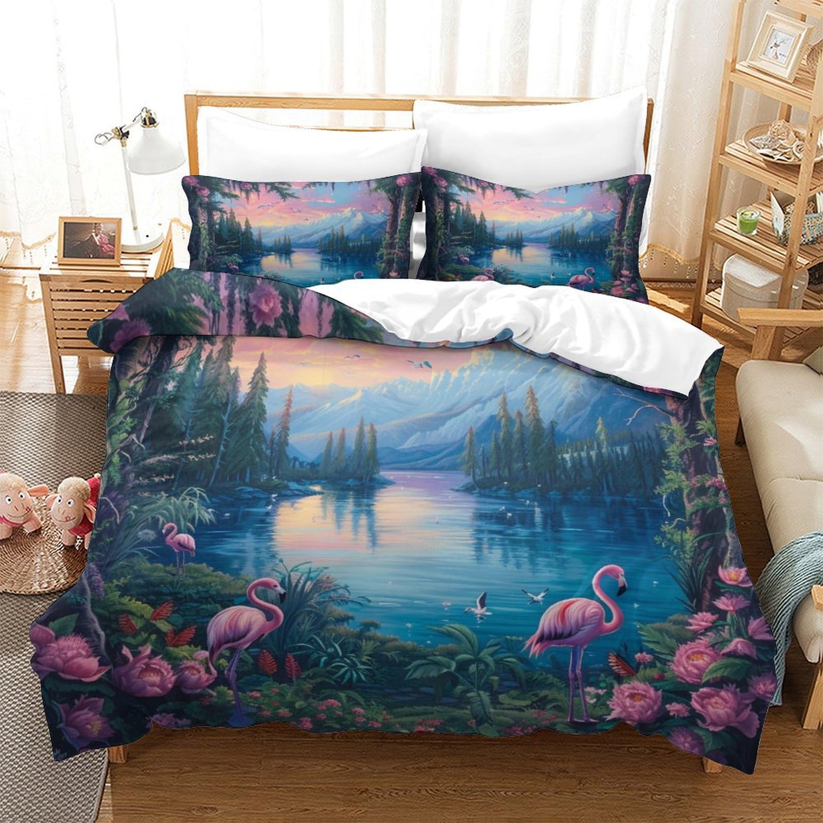 Housse de couette 260 x 220 cm avec fermeture éclair et taies d'oreiller douces
