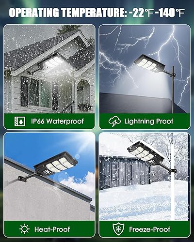 Miniatura 7 de Luces solares para exteriores 900W -6500K luz solar de calle fácil instalación, luces de inundación al aire libre con sensor de movimiento y