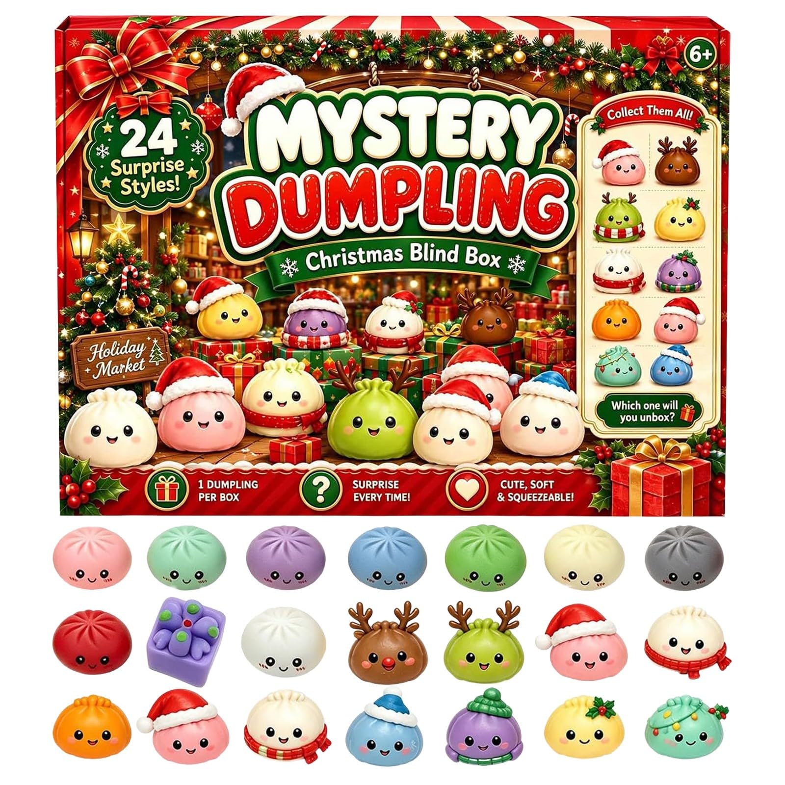 Christmas Squishies Advent Calendar 2026, 24 Day Countdown for Adults