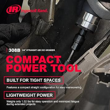 Ingersoll Rand 308B 1/4 Collet Air Die Grinder | Max free speed up to 25,000 rpm, ideal for grinding, cutting, and polishing in tight or hard-to-reach spaces