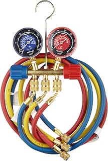 Robinair 40174 Two Way Brass Manifold with 60" RYB Hoses, For R22/404A/410A Refrigerant