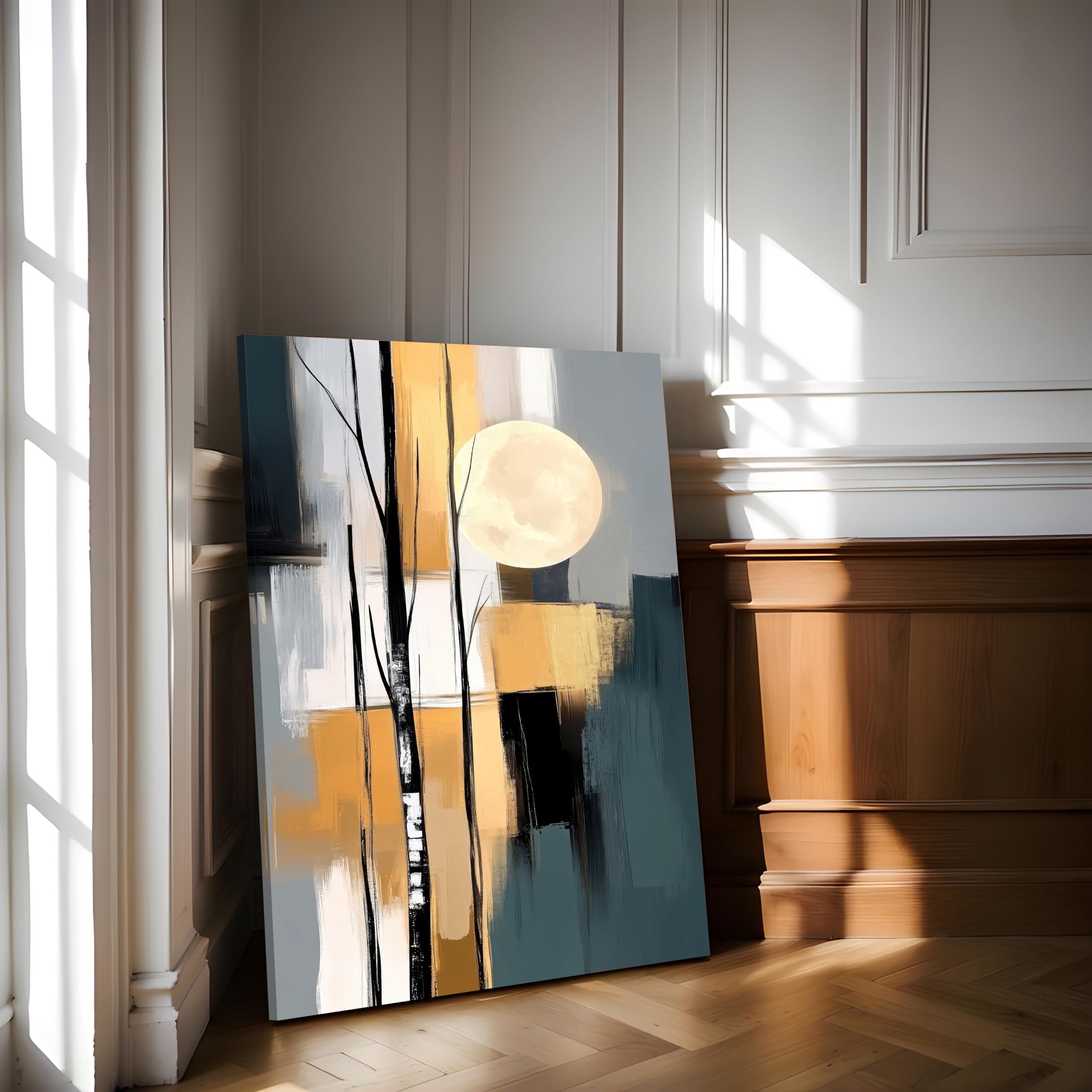 Abstract Geometric Canvas Painting - Beige, 23x35 Inch -18 Abstract Geometric Canvas Painting - Beige, 23x35 Inch -18