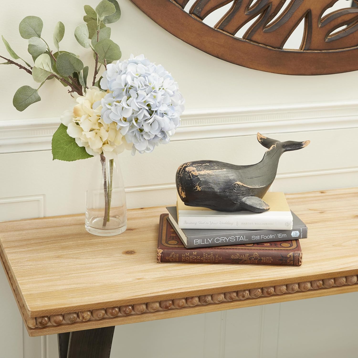 Elegant Coastal Black Resin Whale Sculpture 18"x9"x8"