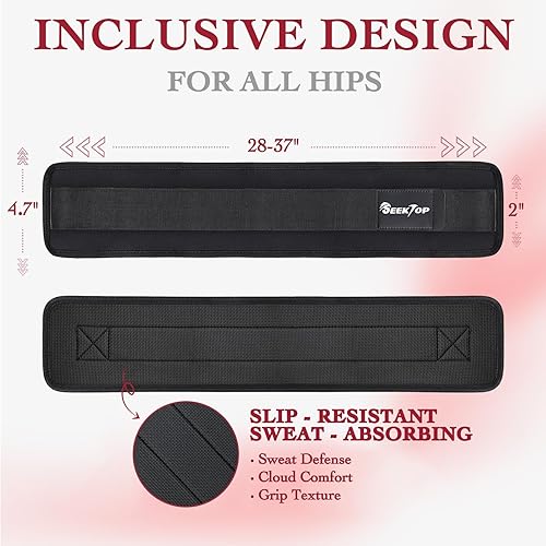 Miniatura 3 de Seektop Cinturón de empuje ajustable para cadera, antideslizante, acolchado para glúteos, se adapta a mancuernas y placas de pesas rusas de hasta