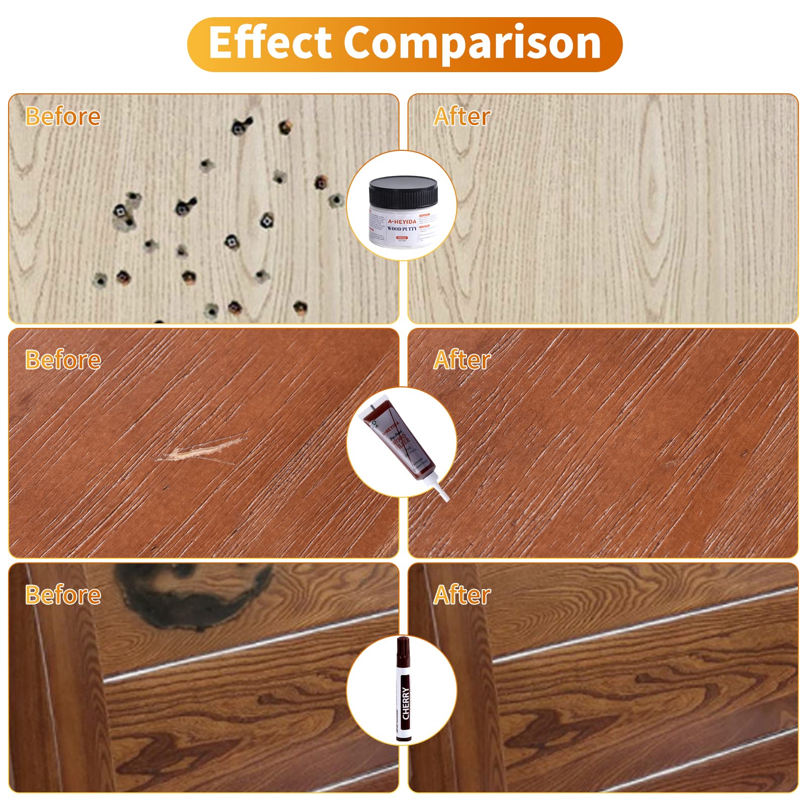 Holzmöbel-Reparatur-Set – Set mit 39 – Hartholzböden, Reparaturset, Holzfüller, Möbelreparatur-Set, Holzmarker, Ausbessern für Kratzer, Fleckenloch, Wiederherstellung von Holz, Laminat, Holztür,