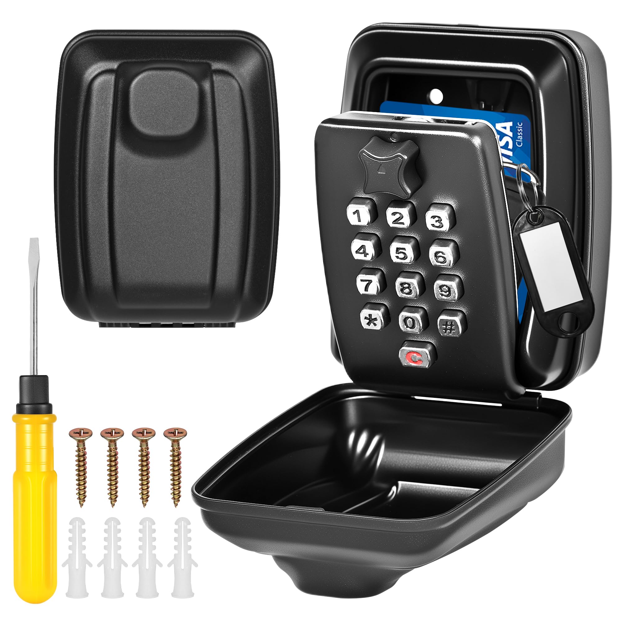 Cajetin Llaves con Codigo Caja Llaves Pared Un código de Acceso de 12 dígitos Construcción de aleación de Zinc con Cubierta Impermeable Adecuada para Puertas de Entrada, Escuelas y Tiendas