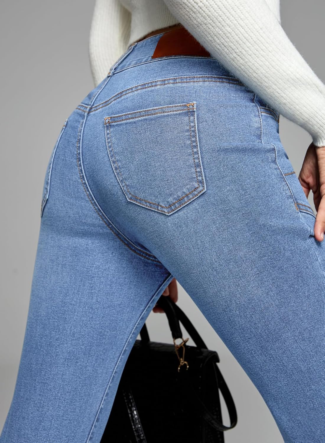 Sidefeel Women's Skinny Jeans Straight Leg High Waisted Stretchy Ankle Denim Pants with Patch Pockets - Image 4