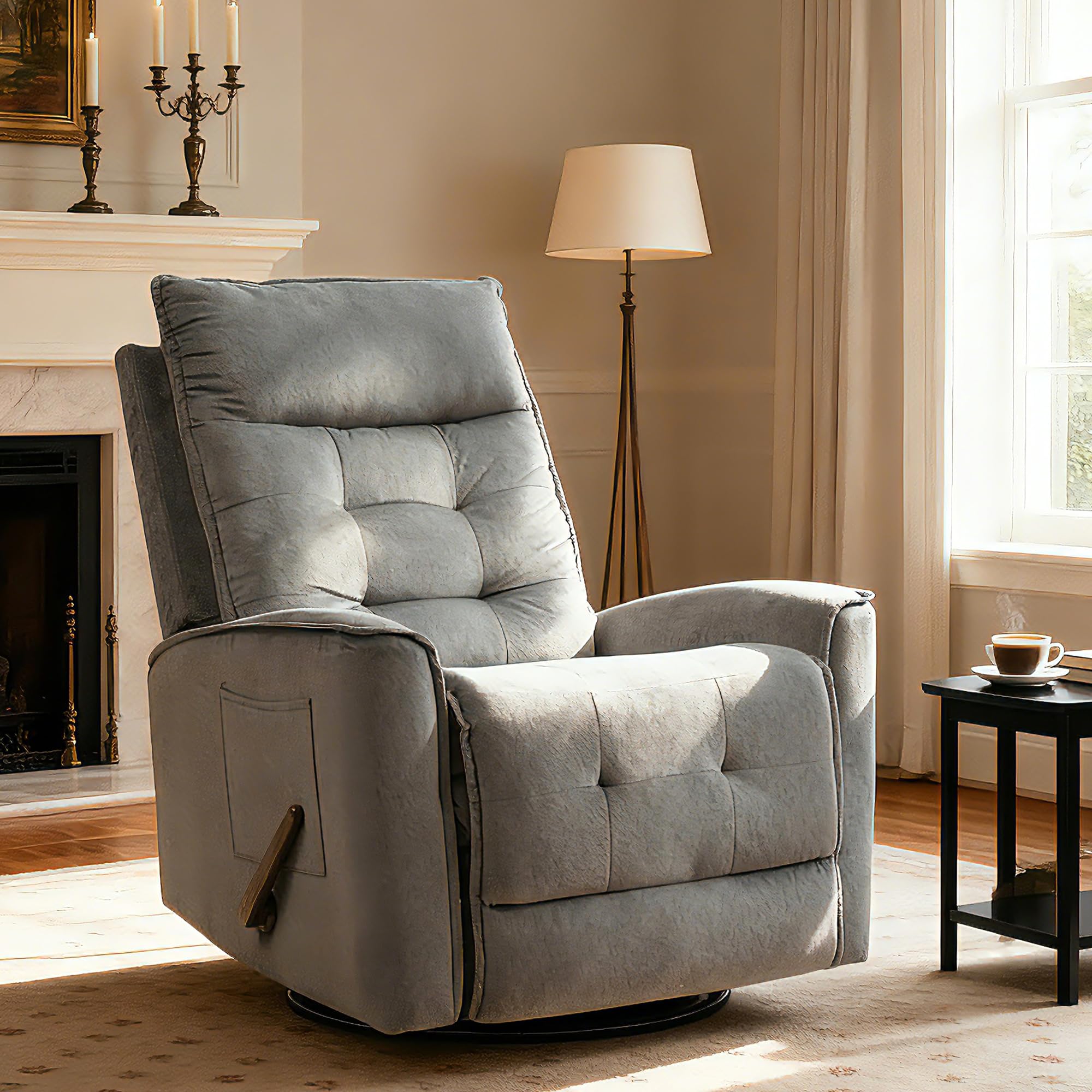 GNMLP2020 Swivel Rocker Recliner Chair (Dark Grey)