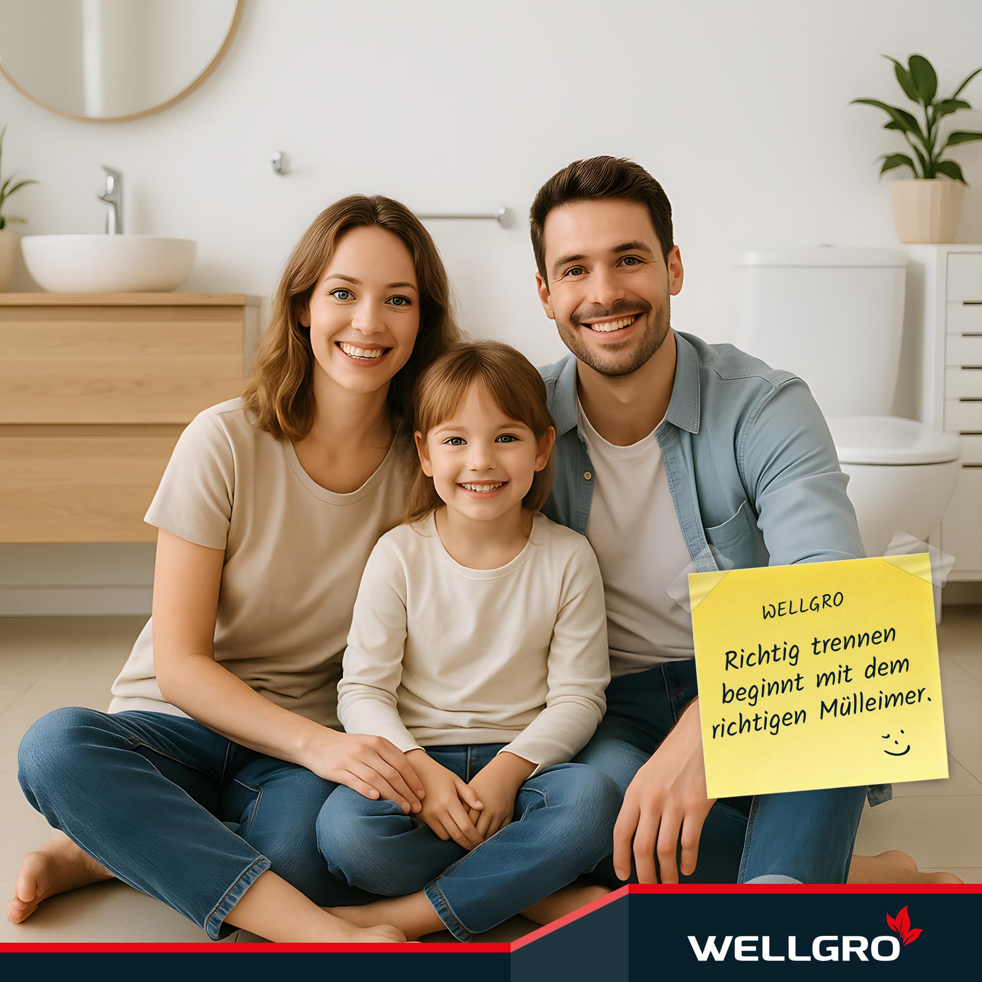 WELLGRO Mülleimer Küche 30 Liter – Edelstahl Treteimer 2x15 Liter grau mit Softclose-Deckel, Mülltrennsystem mit 2 Fächern und Kunststoff-Inneneimern