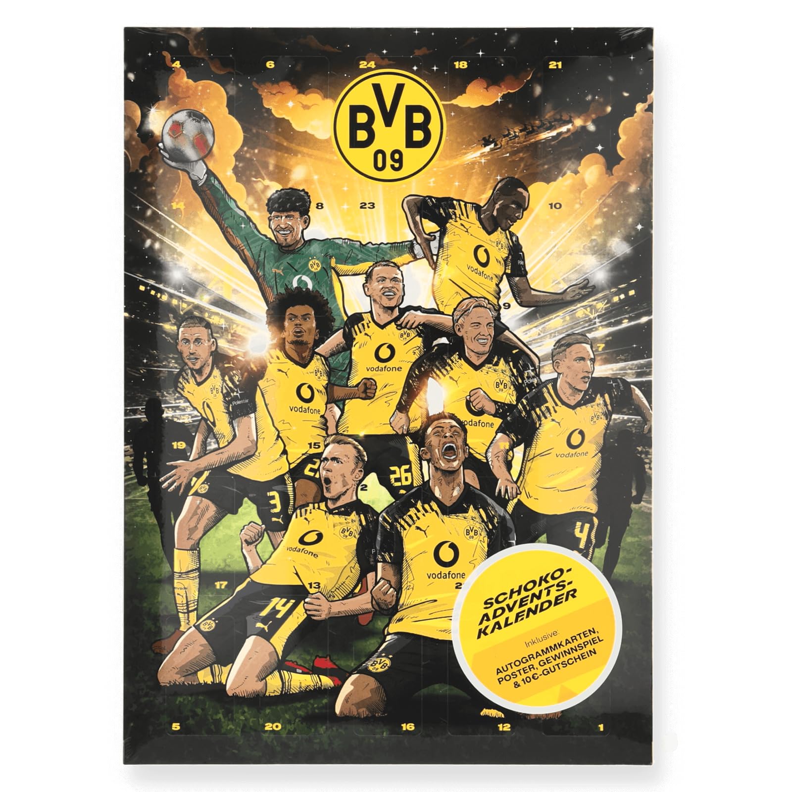 Borussia Dortmund Unisex - Adult BVB Comic Advent Calendar 2024, Black/Yellow, 43 x 30 cm