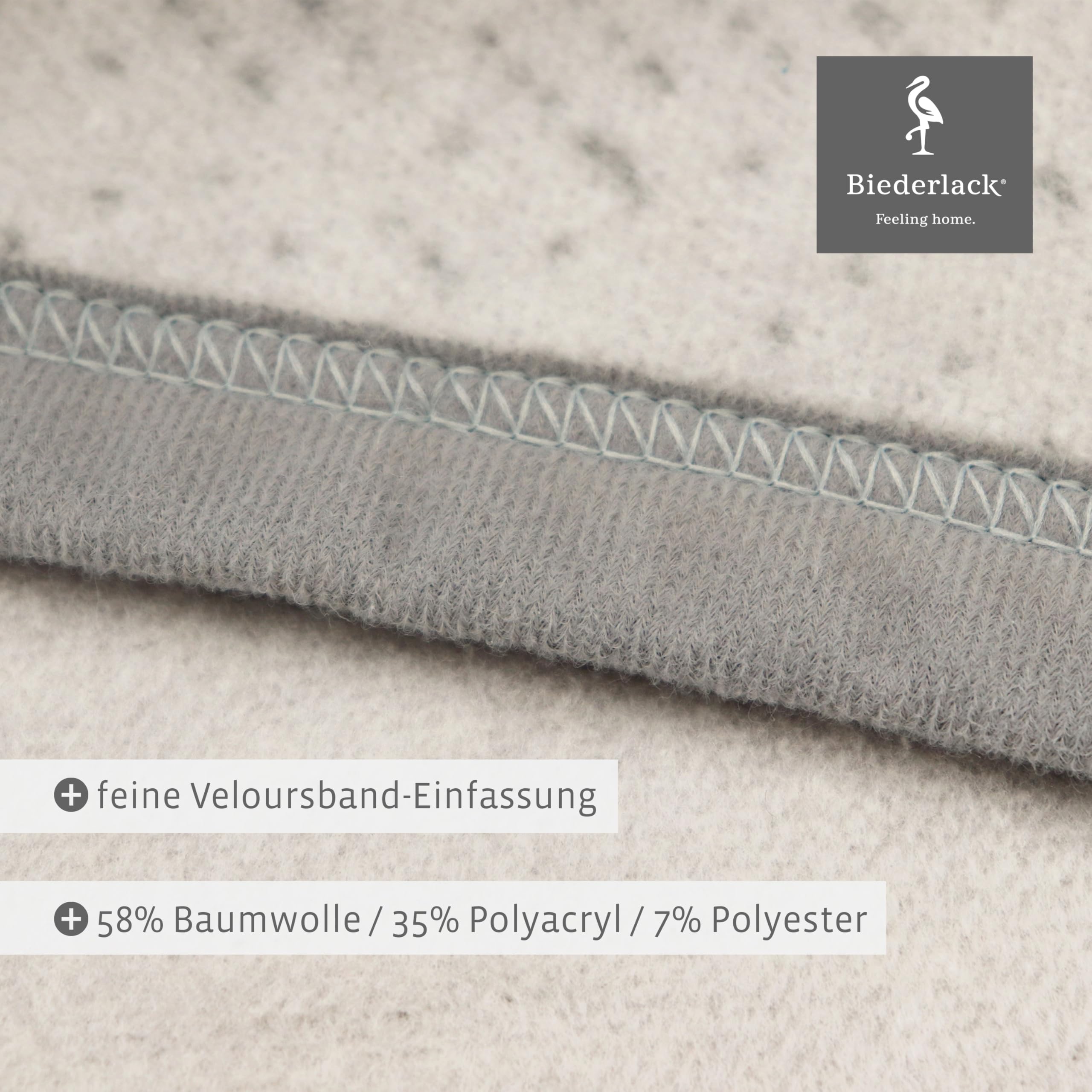 biederlack® weiche Kuscheldecke Across Beige, Sofadecke in 150x200 cm | Made in Germany, Wohndecke aus Baumwollmischgewebe, Couchdecke in grau-beige, karierte Tagesdecke, OEKO-TEX Made in Green