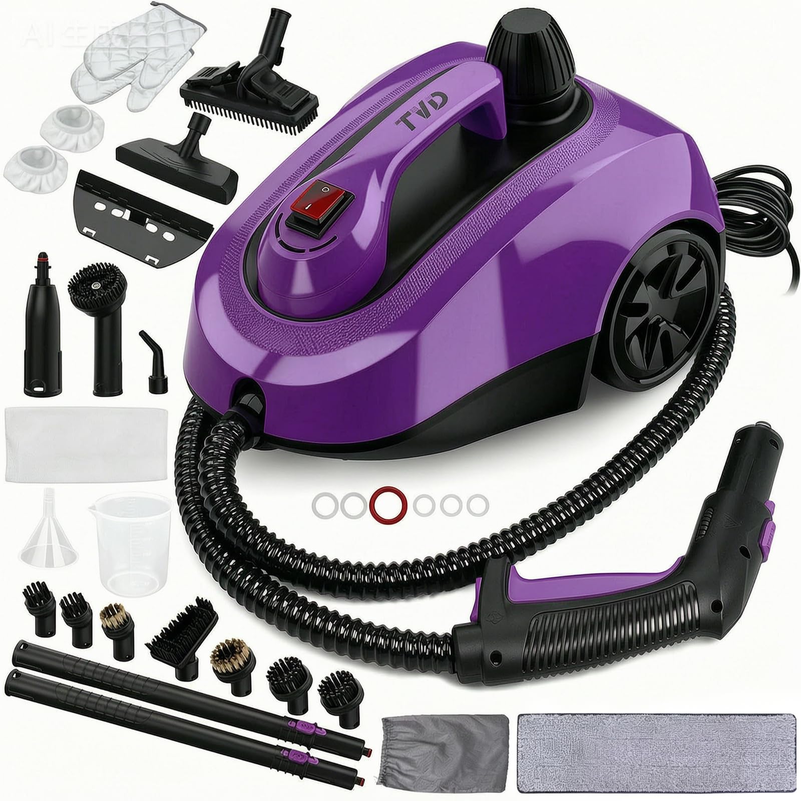 TVD Limpiador a vapor hogar, portátil limpiador vapor, con 26 accesorios