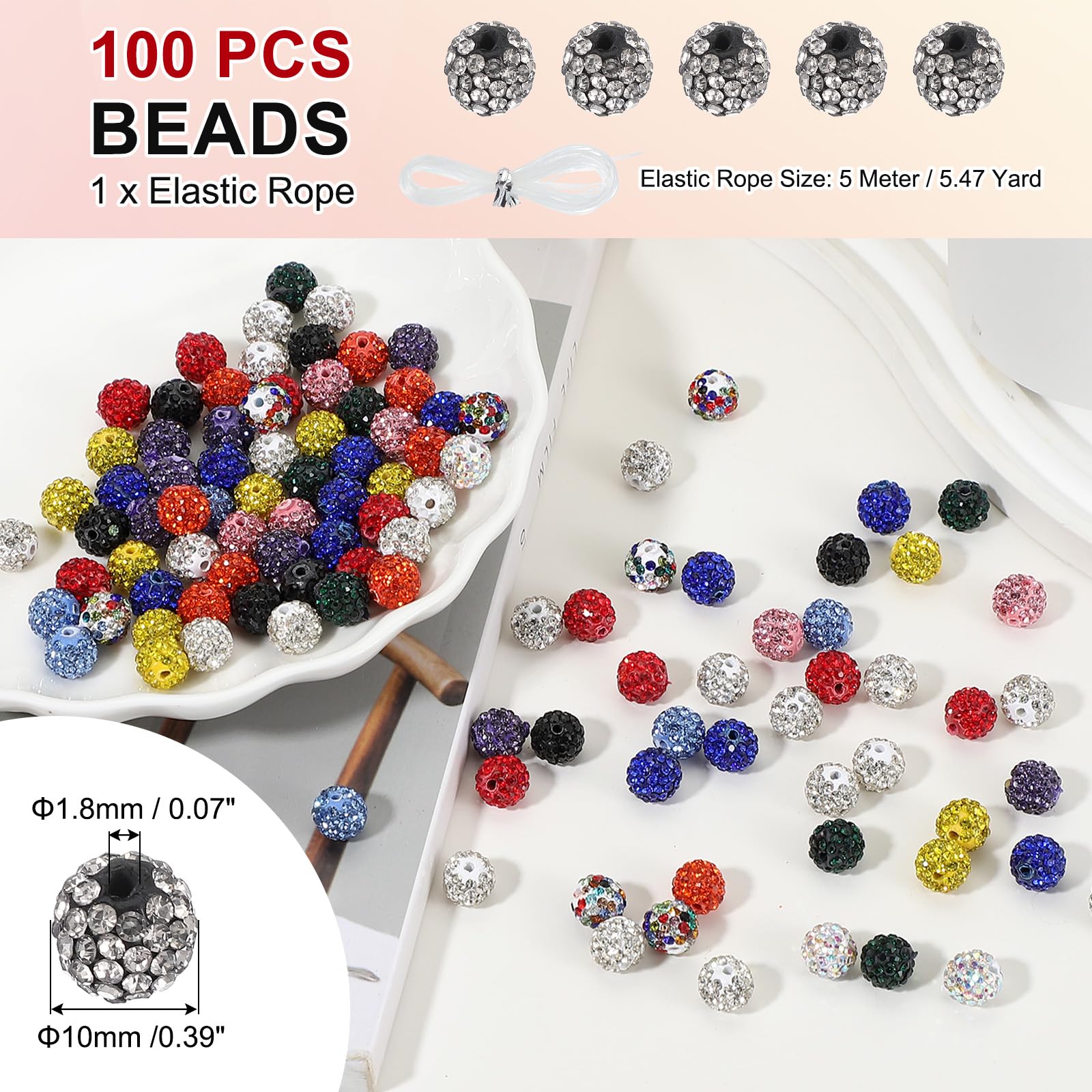 PATIKIL 100 Pcs Black White Rhinestone Beads - Image 2