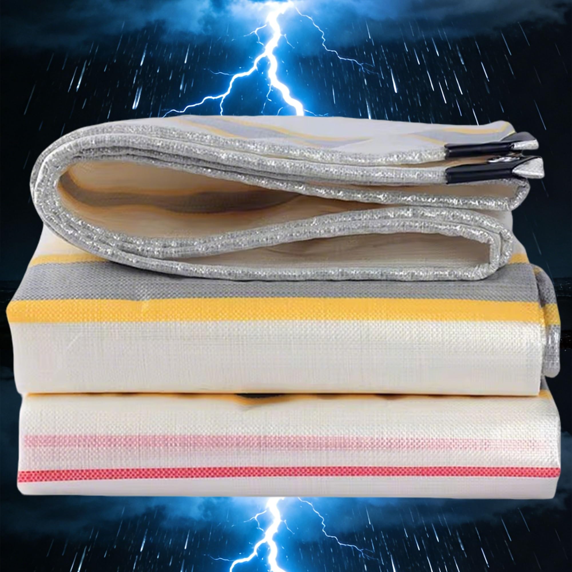 Tarpaulin Waterproof Heavy Duty Tarp PE 1.6x2.2m Sheet Cover, Groundsheet - Waterproof, Weatherproof, Frost-Resistant, UV Protection, Universal, Multipurpose, Reinforced Eyelets Gold Silver