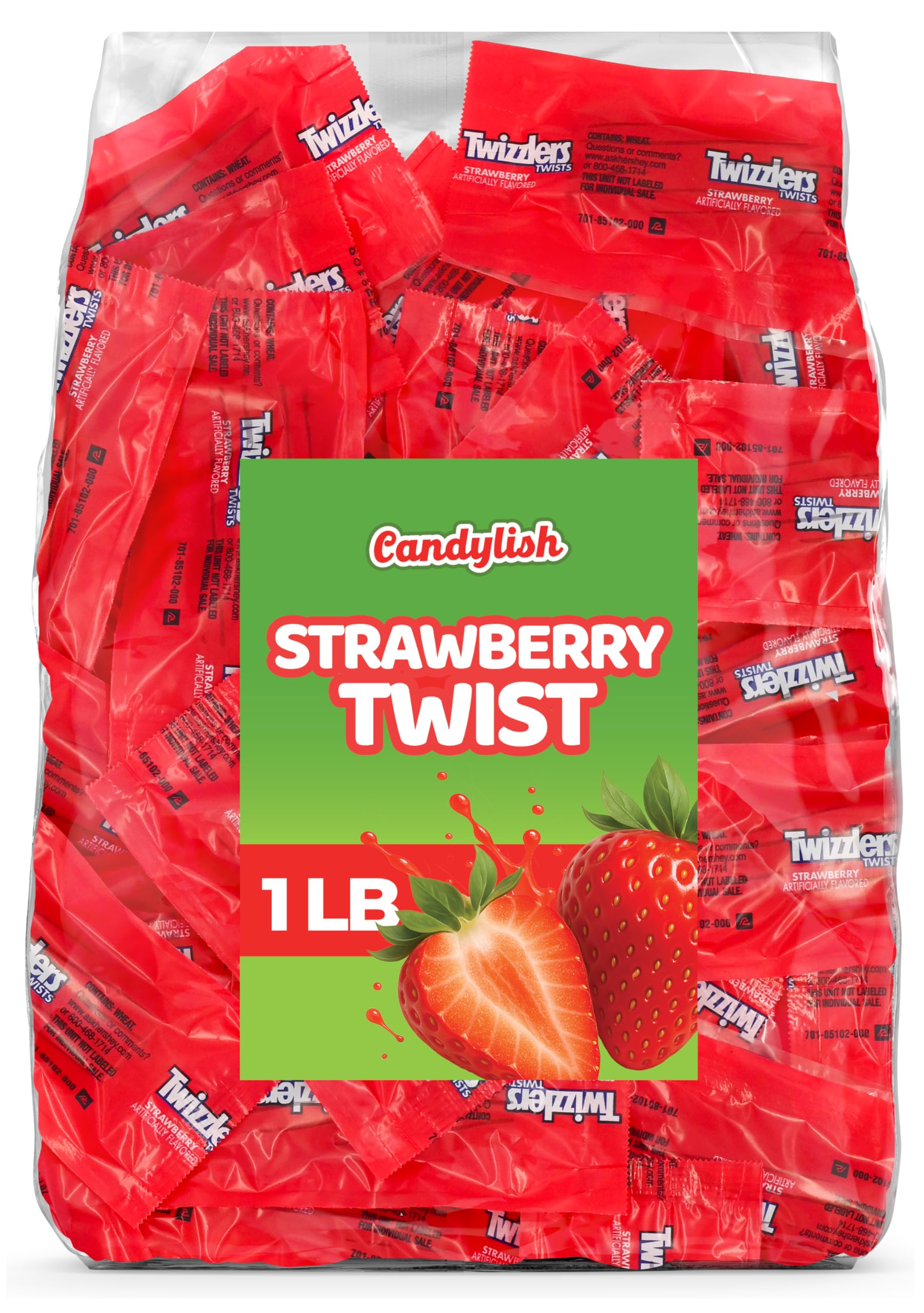 Strawberry Twists Bulk Candy – 1 LB Bag (Approx. 46 Pieces) – Classic Chewy Strawberry Flavored Licorice – Party Candy, Movie Night Treats, Gift Bags