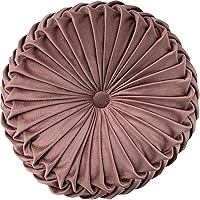 Vista 23 de Cojín redondo blanco de terciopelo decorativo para el hogar, plisado, redondo, relleno de calabaza, cojín para silla, cojín de suelo para sofá