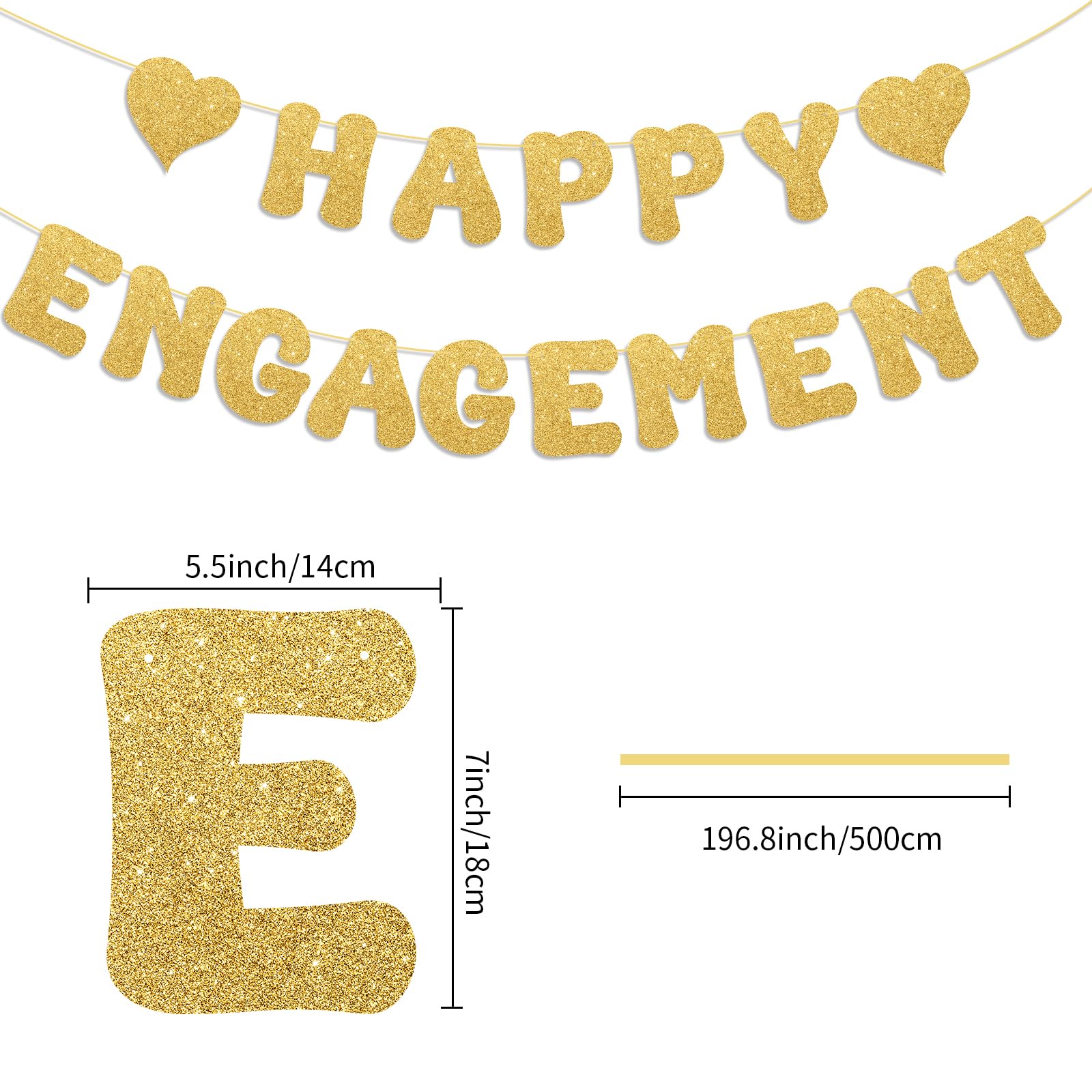 Rose Gold Engaged Balloons Letter & Banner Engagement Decorations Set With Diamond Ring Balloon