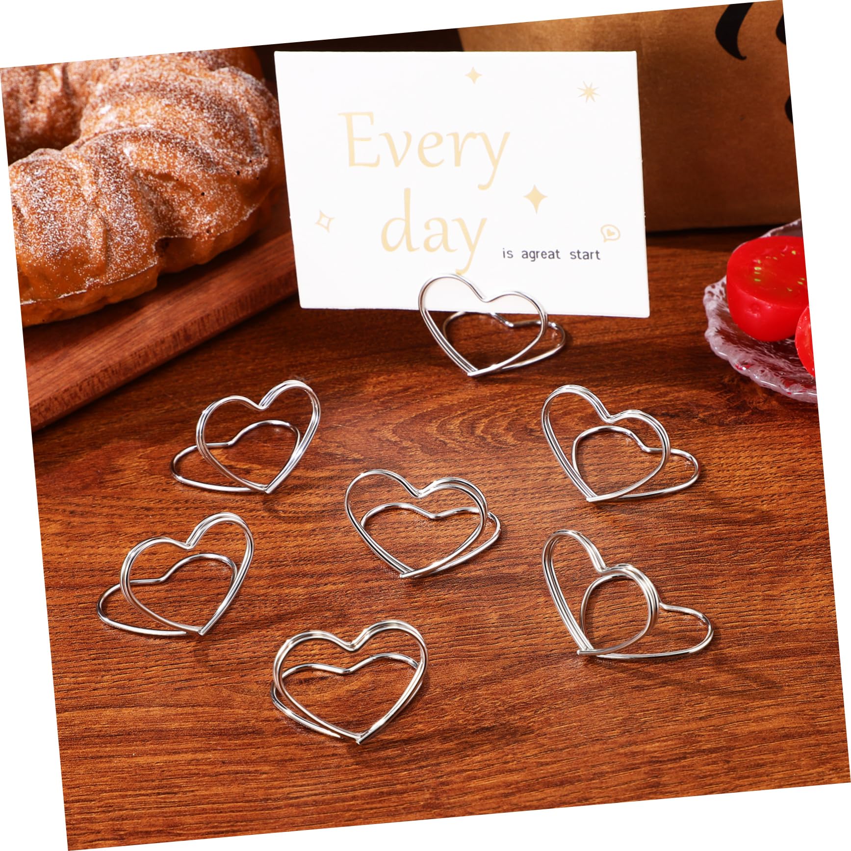 48piezas Soporte de Número de Mesa Porta Tarjetas de Escritorio Forma de Corazón Clips para Fotos Porta Notas para Eventos para Fiestas Bodas y Reuniones Familiares