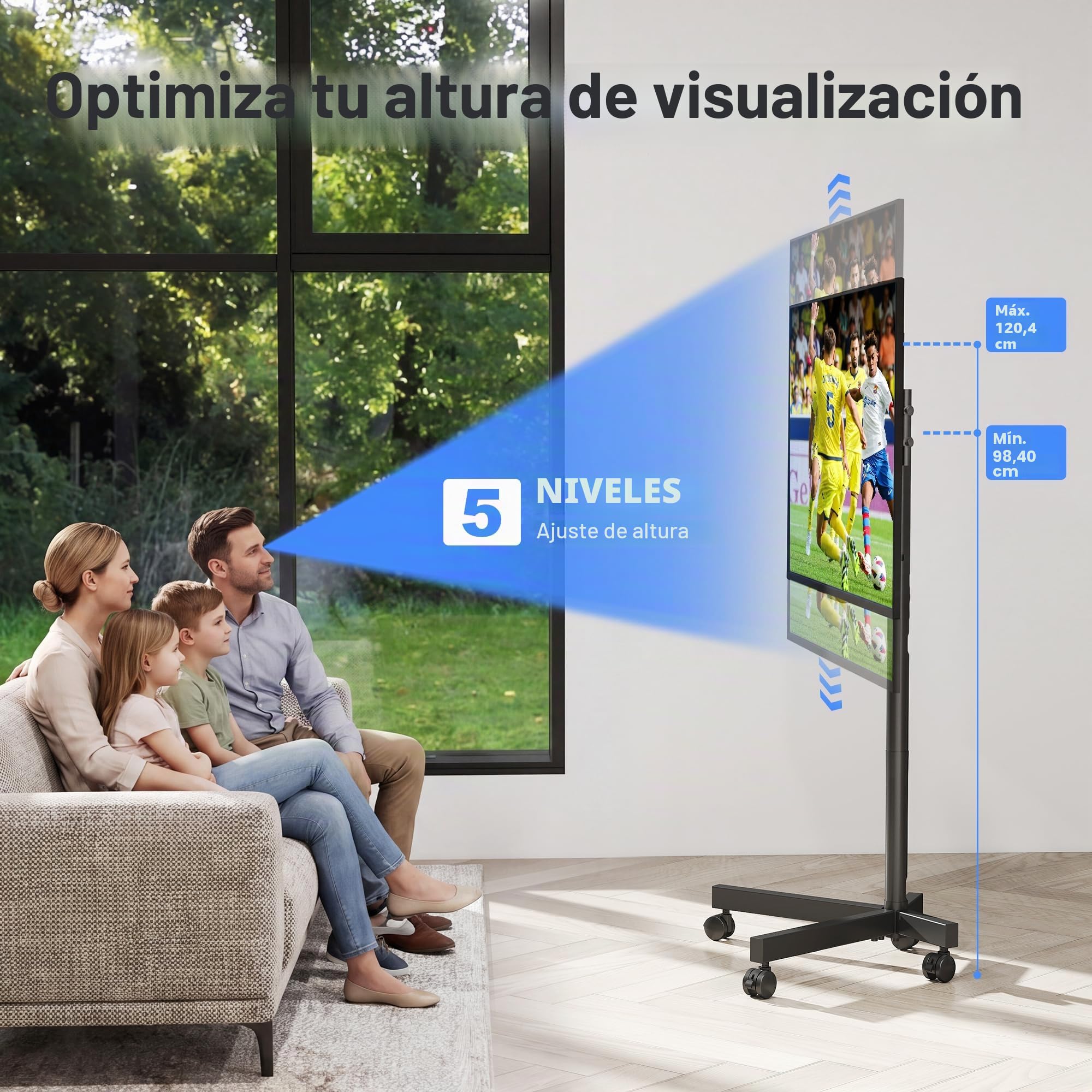 XINLEI Soporte TV Ruedas para Television de 23 a 60 Plasma/LCD/LED, Soporte TV Suelo Ajustable en 5 Niveles, VESA máx. 400 x 400 mm hasta 35 kg