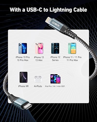 Miniatura 6 de Cargador rápido para iPhone de 10 pies, 2 unidades, cable USB C a Lightning para iPhone, cargador USBC de 10 pies de largo, cable de carga tipo C