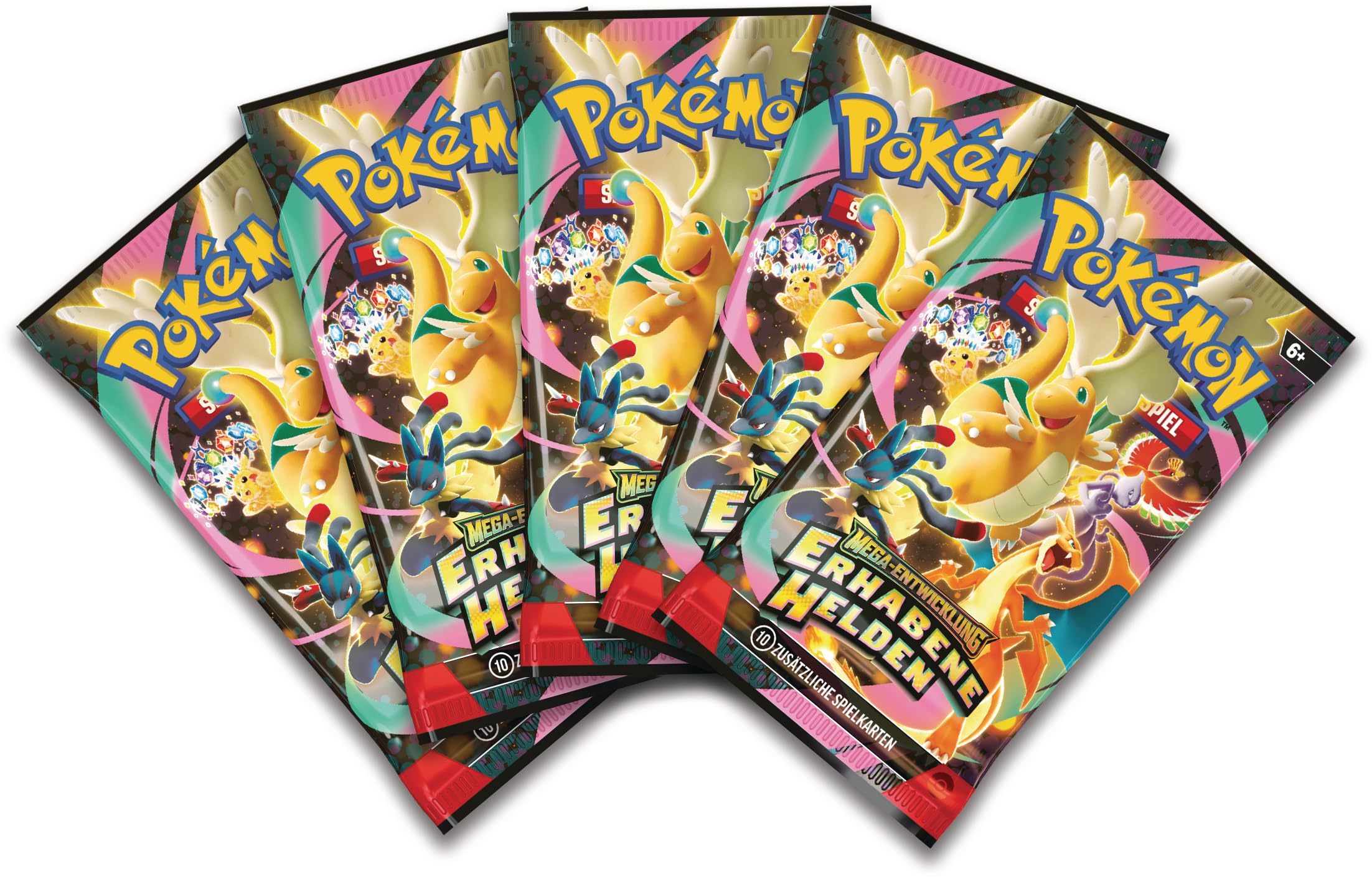 Pokémon-Sammelkartenspiel: Deluxe-Pin-Kollektion Mega-Entwicklung – Erhabene Helden: Erste Partner (3 holografische Promokarten, 1 Deluxe-Pin und 5 Boosterpacks)