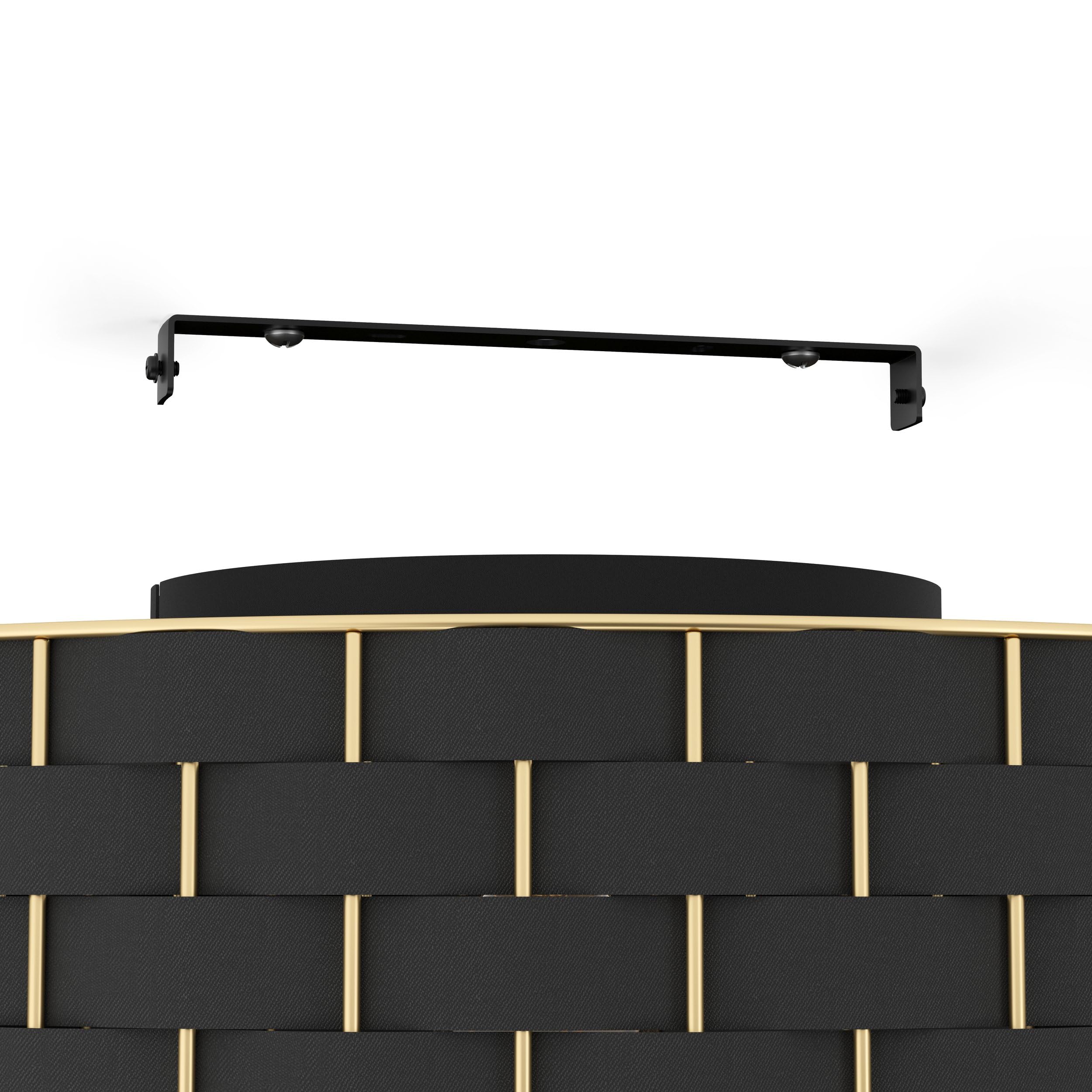 Eglo Luminaire plafonnier Marasales, lustre élégant en métal laiton et | tissu noir, lampe de plafond pour salon et chambre à coucher