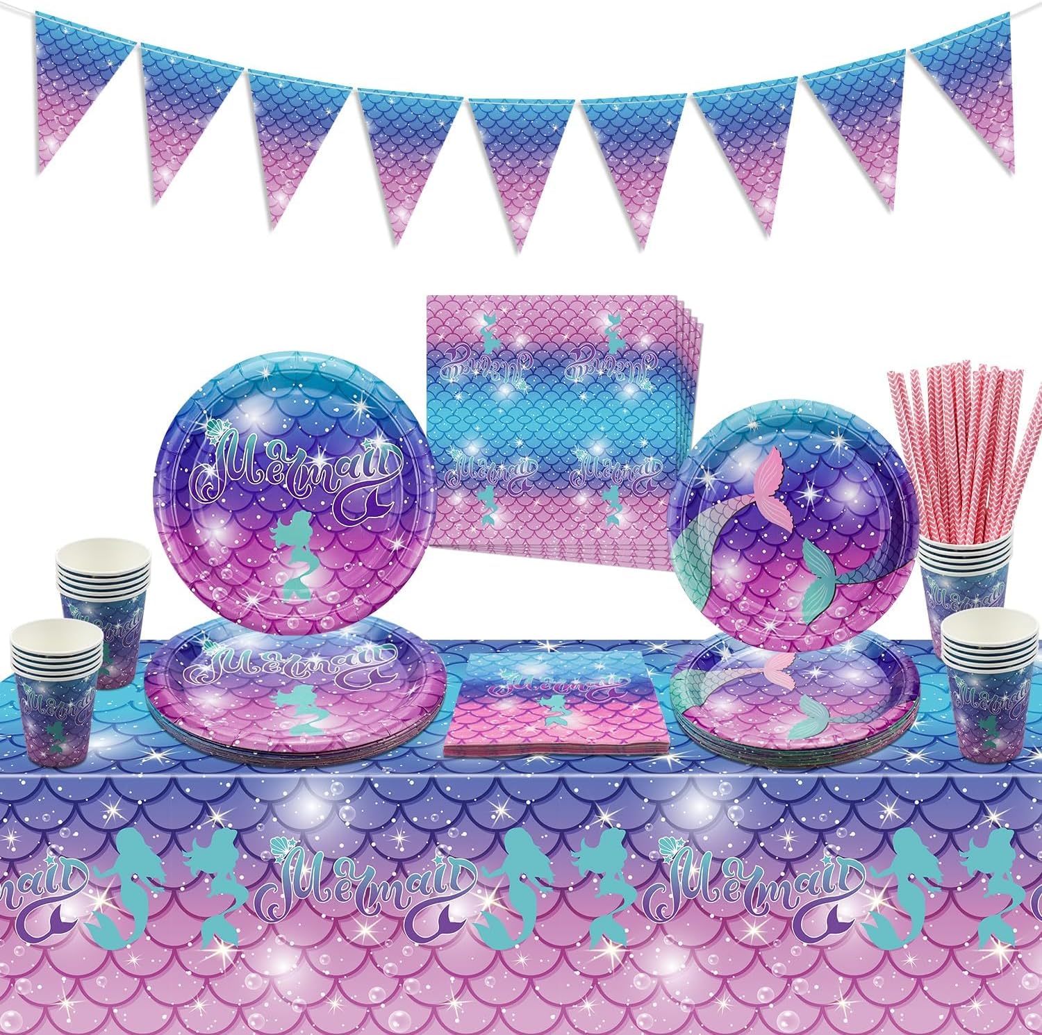 Mermaid Birthday Decorations 102PCS Mermaid Decor Including Mermaid