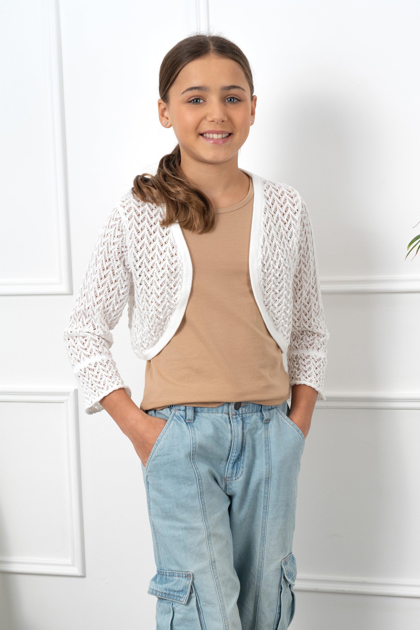 Bolerose Chicas Manga Larga Chaqueta de Punto Suelto Torera Niñas