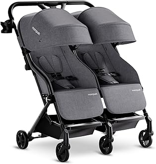 Mompush Lithe Double Stroller, Lightweight Side by Side Stroller for Newborn and Toddler, Easy Fold, Spacious Seats with Recline, UPF50+ Canopy
