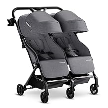 Mompush Lithe Double Stroller, Lightweight Side by Side Stroller for Newborn and Toddler, Easy Fold, Spacious Seats with Recline, UPF50+ Canopy