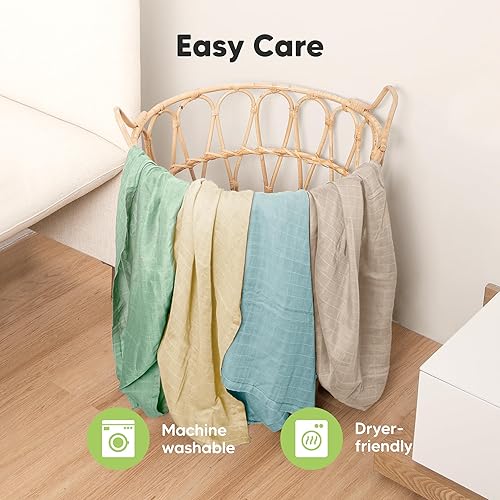 Miniatura 6 de Paquete de 4 mantas de muselina para bebés, niños y niñas, mantas orgánicas para bebé, unisex, mantas de recepción, pañales para recién nacidos,