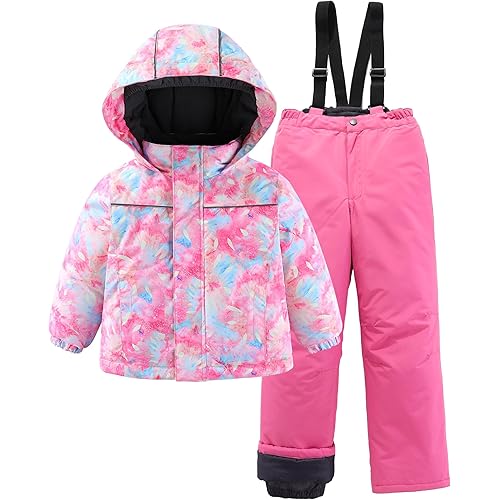 Hiheart Boys Girls Winter Ski Jacket & Pants Set 2-Piece Snowsuit