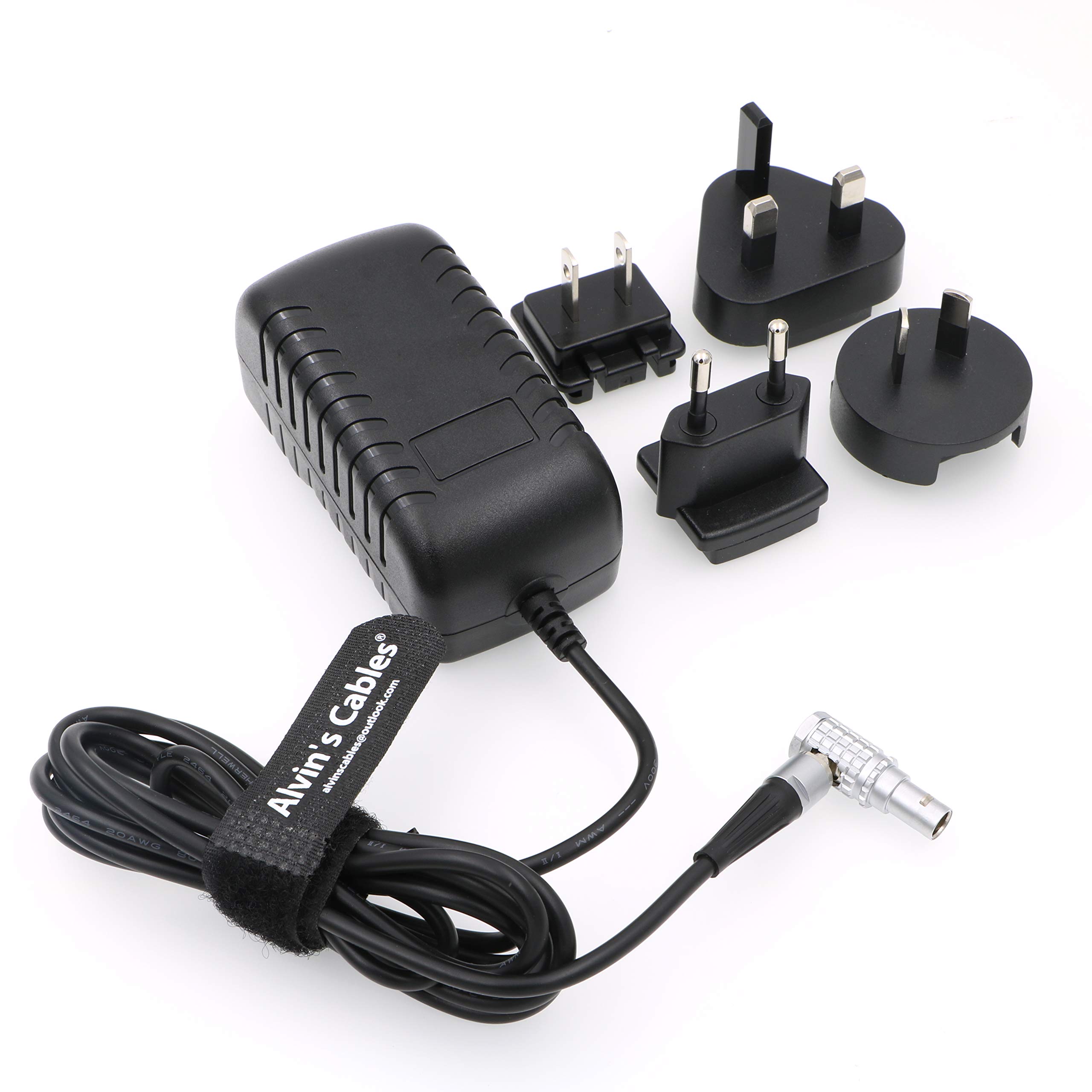 Alvin's Cables Teradek zasilacz kabel konwerter kąt prosty 2 styki na uniwersalny AC z amerykańską wtyczką EU EU do Z Cam E2 flagowy Teradek Cube Hollyland Cosmo 600